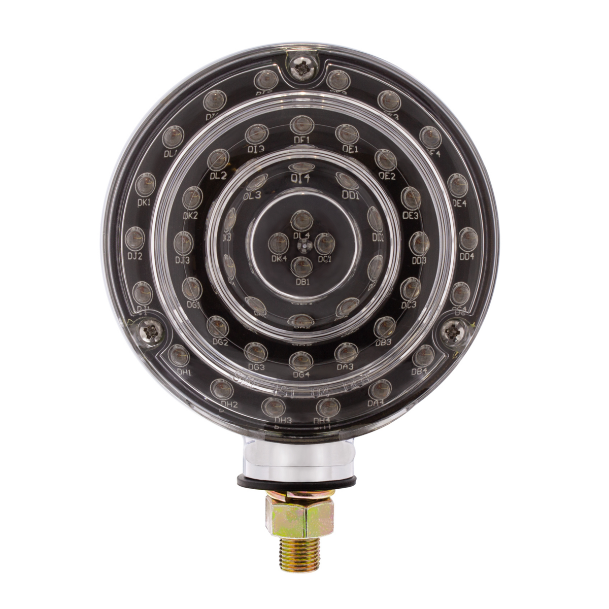 88 LED Single Stud Double Face Turn Signal Light - Amber & Red LED/Clear Lens