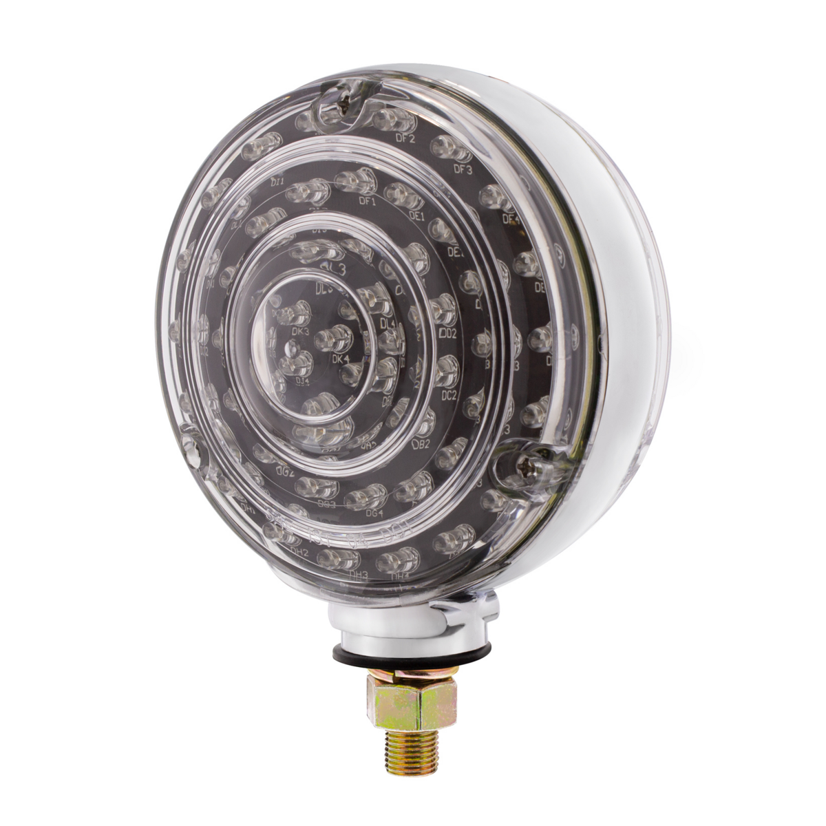 88 LED Single Stud Double Face Turn Signal Light - Amber & Red LED/Clear Lens