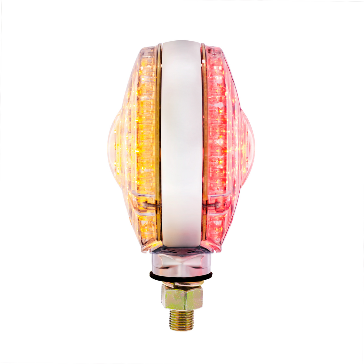88 LED Single Stud Double Face Turn Signal Light - Amber & Red LED/Clear Lens
