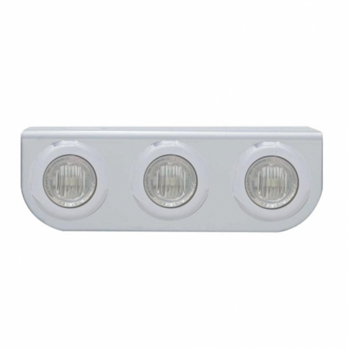 Stainless Light Bracket With 3X 3 LED 3/4" Mini Lights - Red LED/Clear Lens