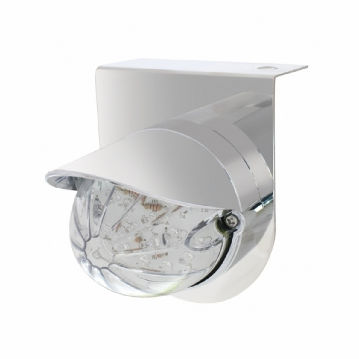 Stainless Light Bracket With 19 LED Bullet Style Grakon 1000 Light & Visor - Amber LED/Clear Lens