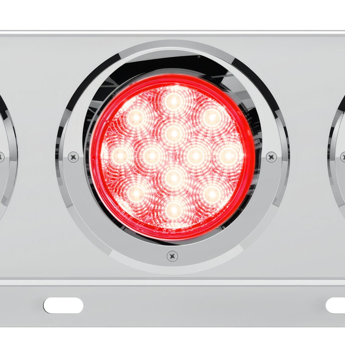 3-3/4" Bolt Pattern Deluxe SS Spring Loaded Bar W/6X 12 LED 4" Light & Visors -Red LED/Clear Lens (Pair)