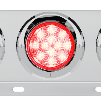 3-3/4" Bolt Pattern Deluxe SS Spring Loaded Bar W/6X 12 LED 4" Light & Visors -Red LED/Clear Lens (Pair)
