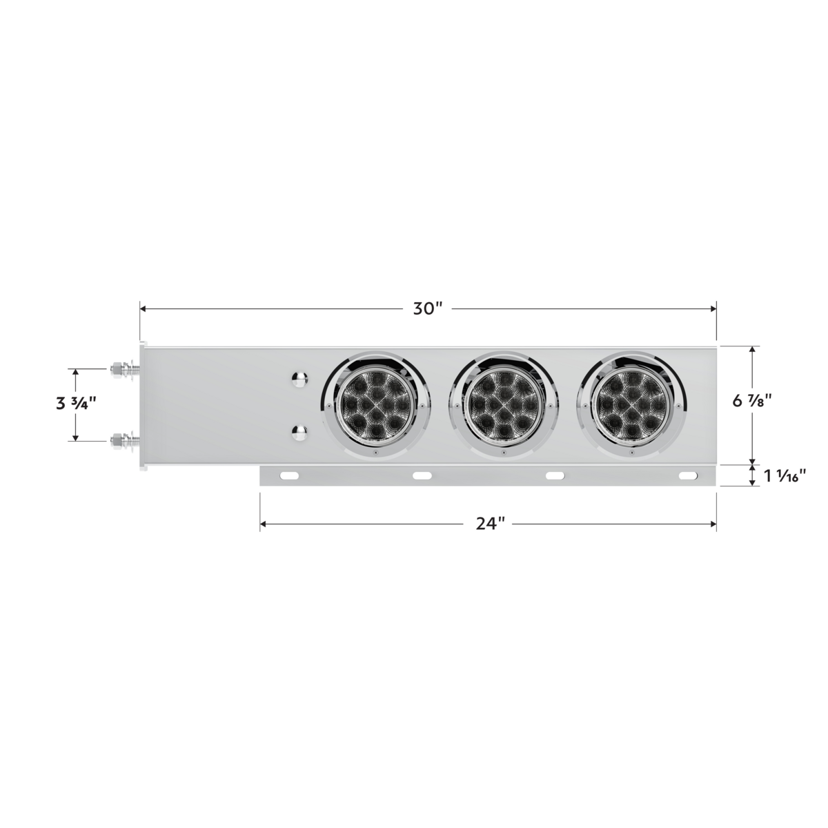 3-3/4" Bolt Pattern Deluxe SS Spring Loaded Bar W/6X 12 LED 4" Light & Visors -Red LED/Clear Lens (Pair)