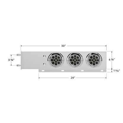 3-3/4" Bolt Pattern Deluxe SS Spring Loaded Bar W/6X 12 LED 4" Light & Visors -Red LED/Clear Lens (Pair)