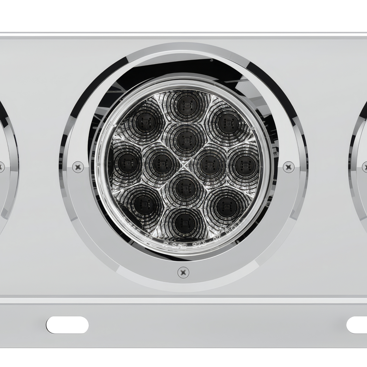 3-3/4" Bolt Pattern Deluxe SS Spring Loaded Bar W/6X 12 LED 4" Light & Visors -Red LED/Clear Lens (Pair)