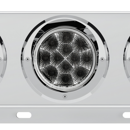 3-3/4" Bolt Pattern Deluxe SS Spring Loaded Bar W/6X 12 LED 4" Light & Visors -Red LED/Clear Lens (Pair)