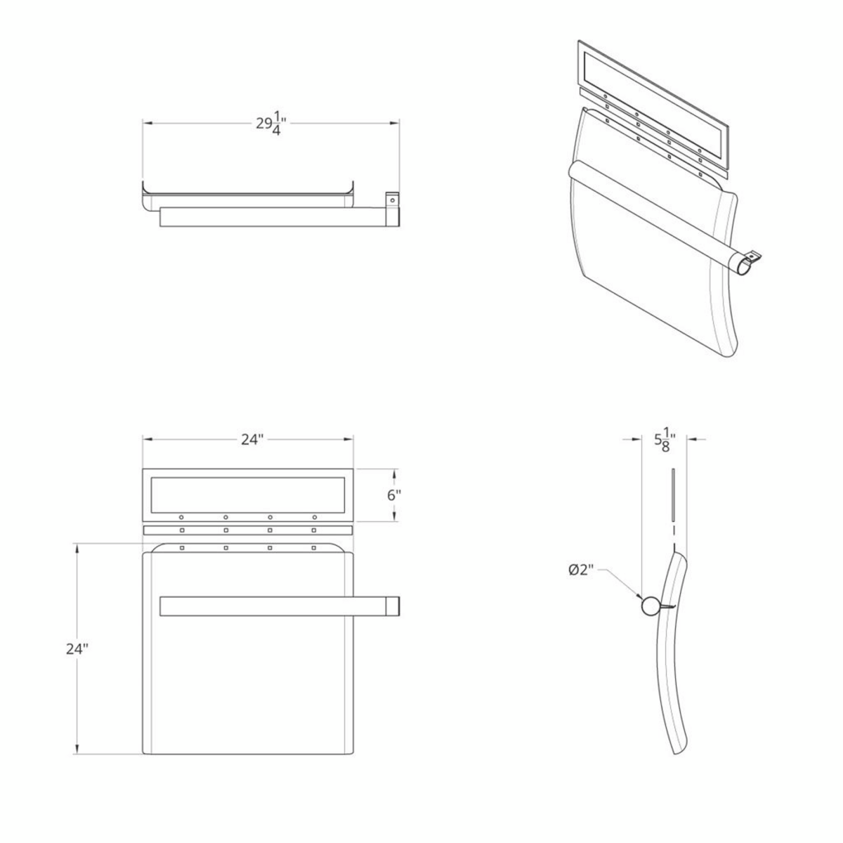 24" x 24" Stainless Competition Series Quarter Fender Set - Tube Bracket (Pair)