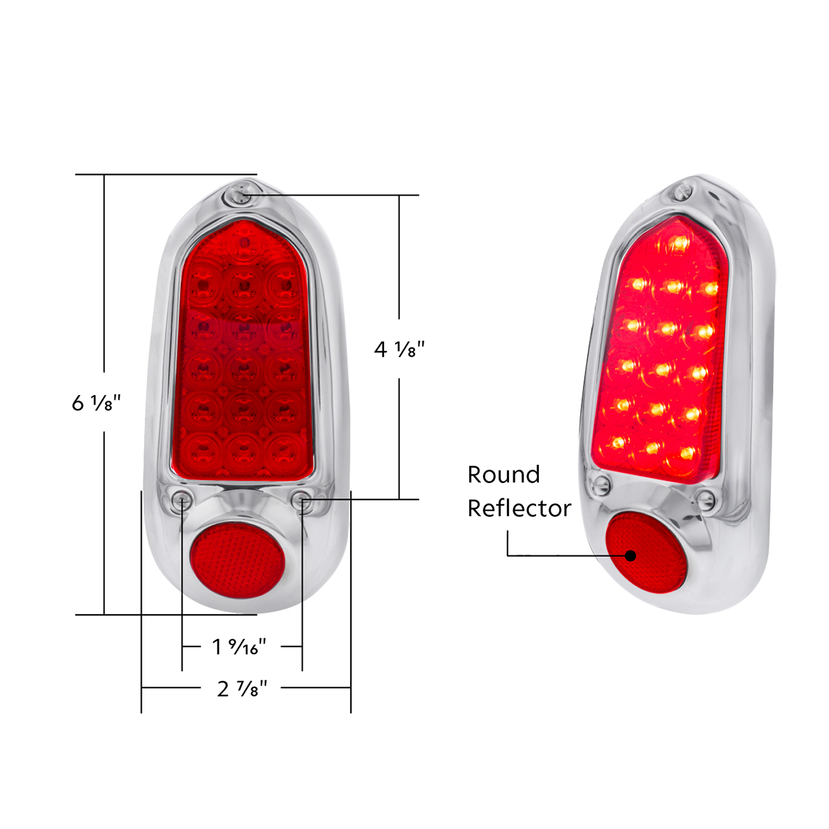 16 LED Tail Light With Stainless Steel Rim For 1949-50 Chevy Passenger Car - R/H