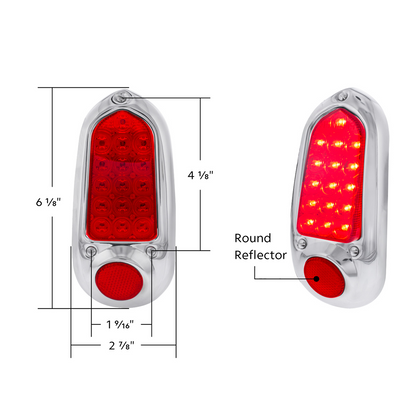 16 LED Tail Light With Stainless Steel Rim For 1949-50 Chevy Passenger Car - R/H