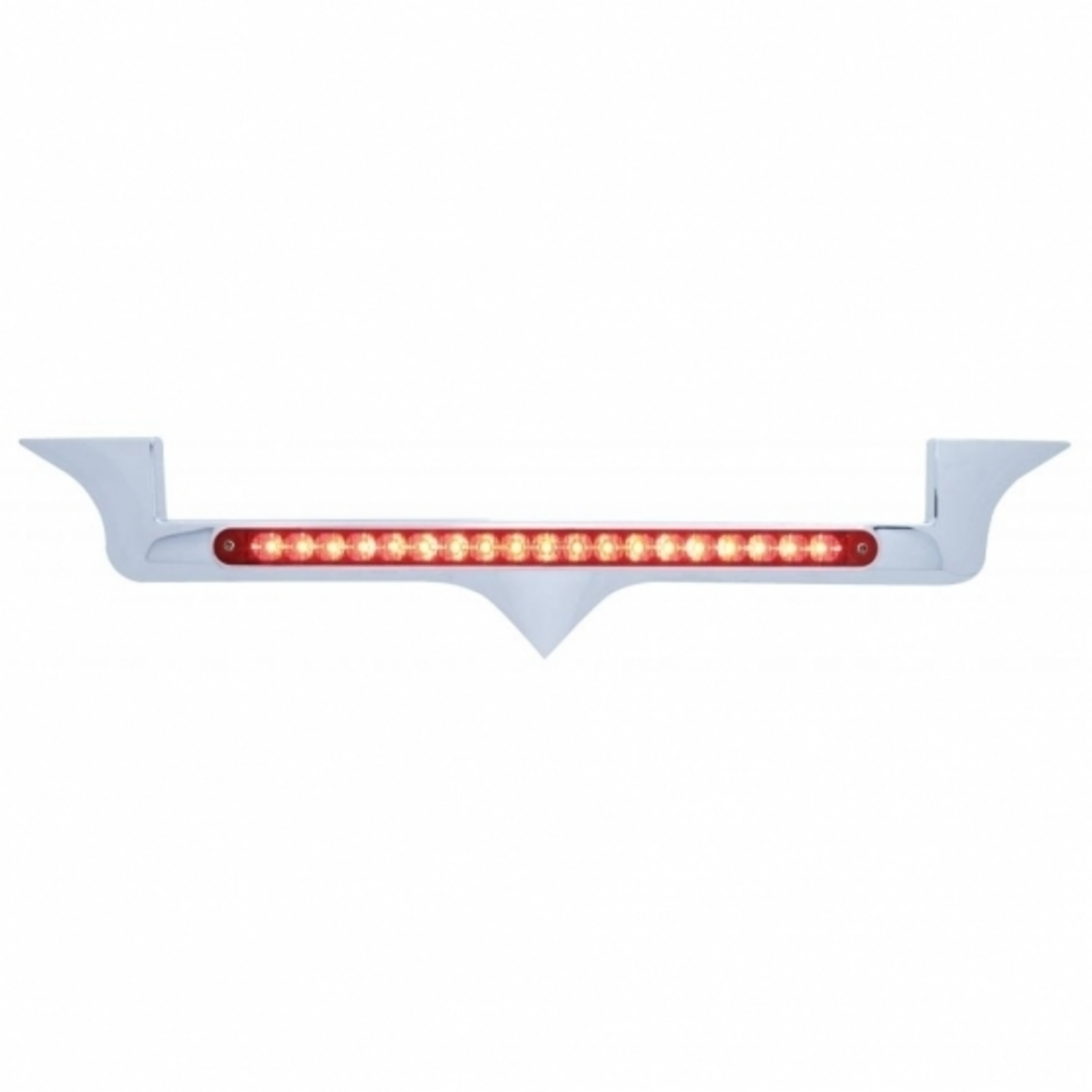 Chrome Hood Emblem Trim With 19 LED Reflector Light Bar For Kenworth - Red LED/Red Lens
