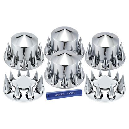 Pointed Axle Cover Combo Kit With 33mm Spike Thread-On Nut Covers & Nut Cover Tool - Chrome