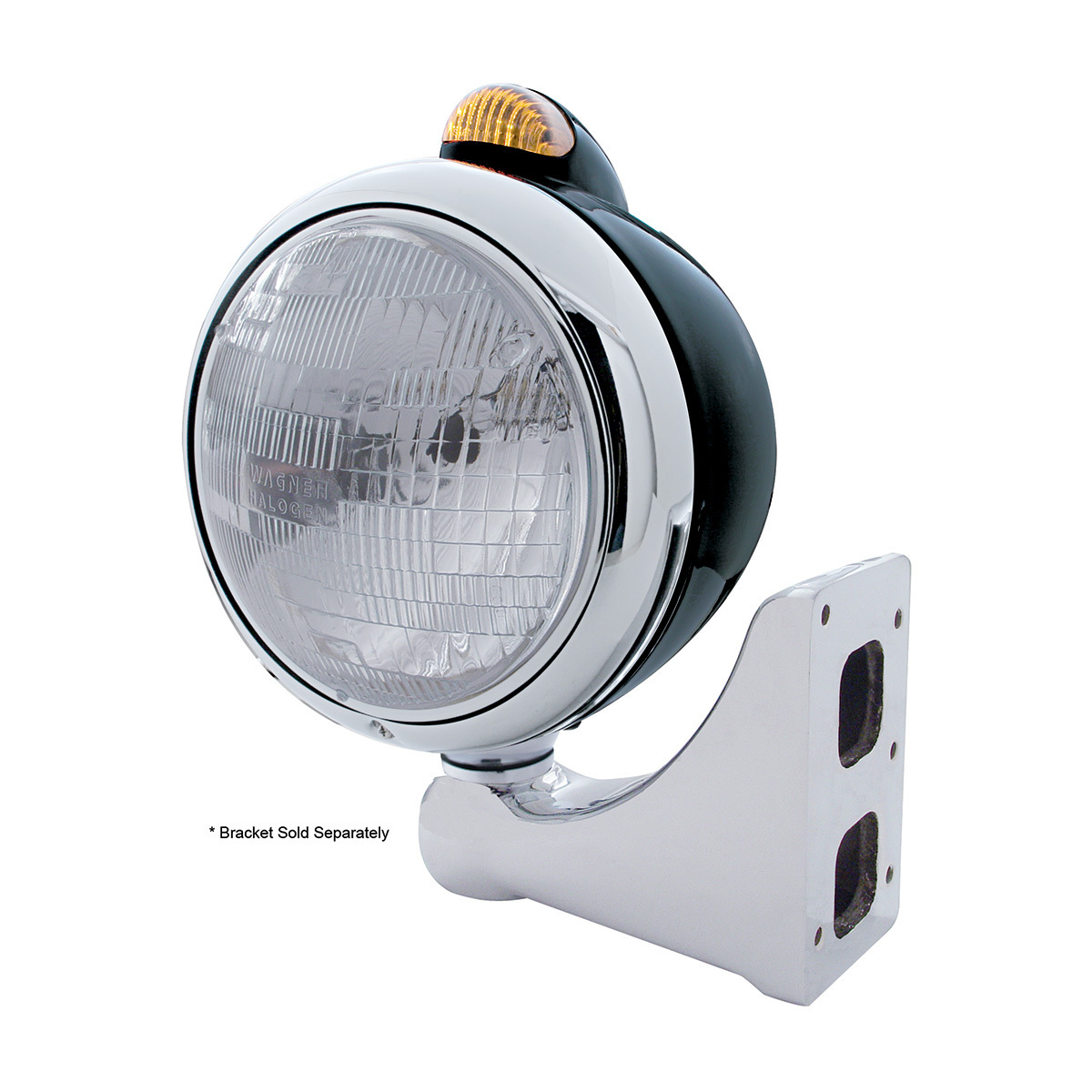 Black Guide 682-C Headlight H6024 & Dual Mode LED Signal - Amber Lens