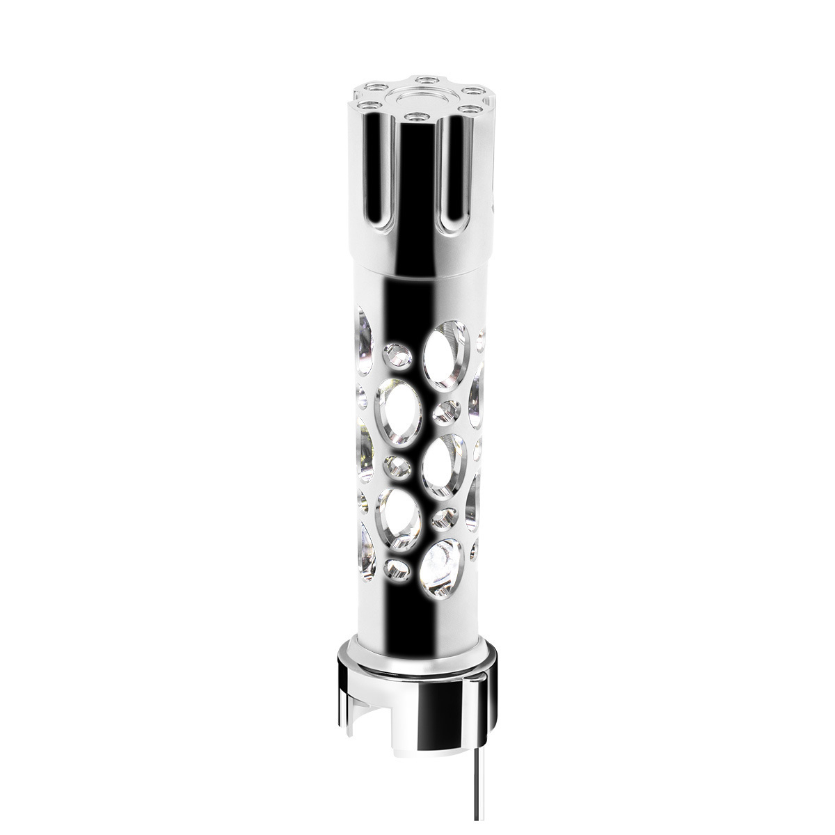 Austin Gun Cylinder Gearshift Knob With LED 13/15/18 Speed Adapter - Chrome/White LED