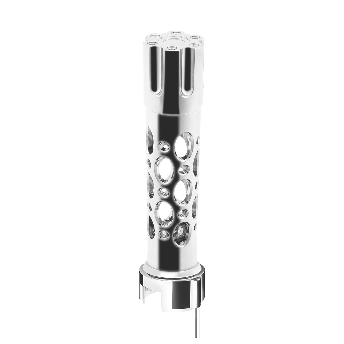 Austin Gun Cylinder Gearshift Knob With LED 13/15/18 Speed Adapter - Chrome/White LED