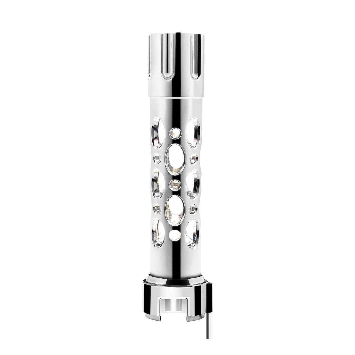 Austin Gun Cylinder Gearshift Knob With LED 13/15/18 Speed Adapter - Chrome/White LED