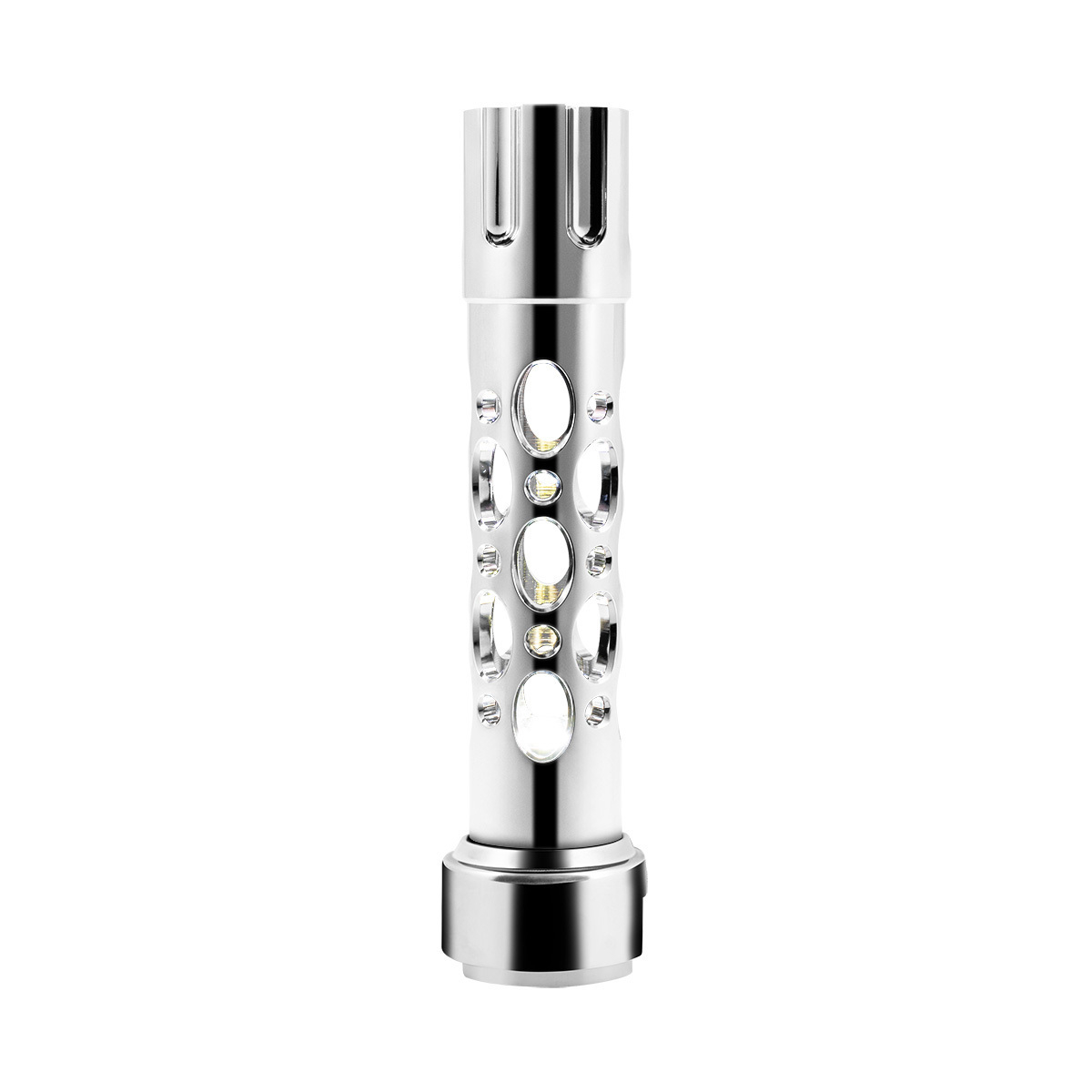 Austin Gun Cylinder Gearshift Knob With LED 13/15/18 Speed Adapter - Chrome/White LED