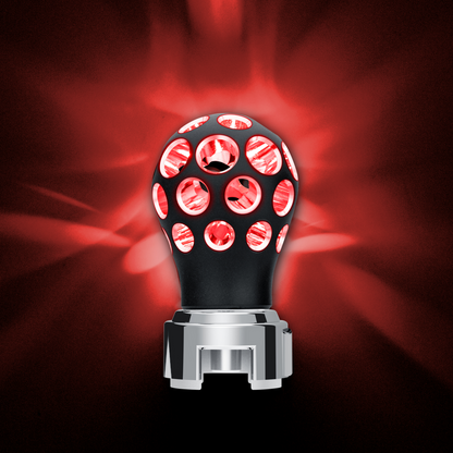 Thread-On Matte Black Phoenix Ball Gearshift Knob With LED 13/15/18 Speed Adapter-Red LED