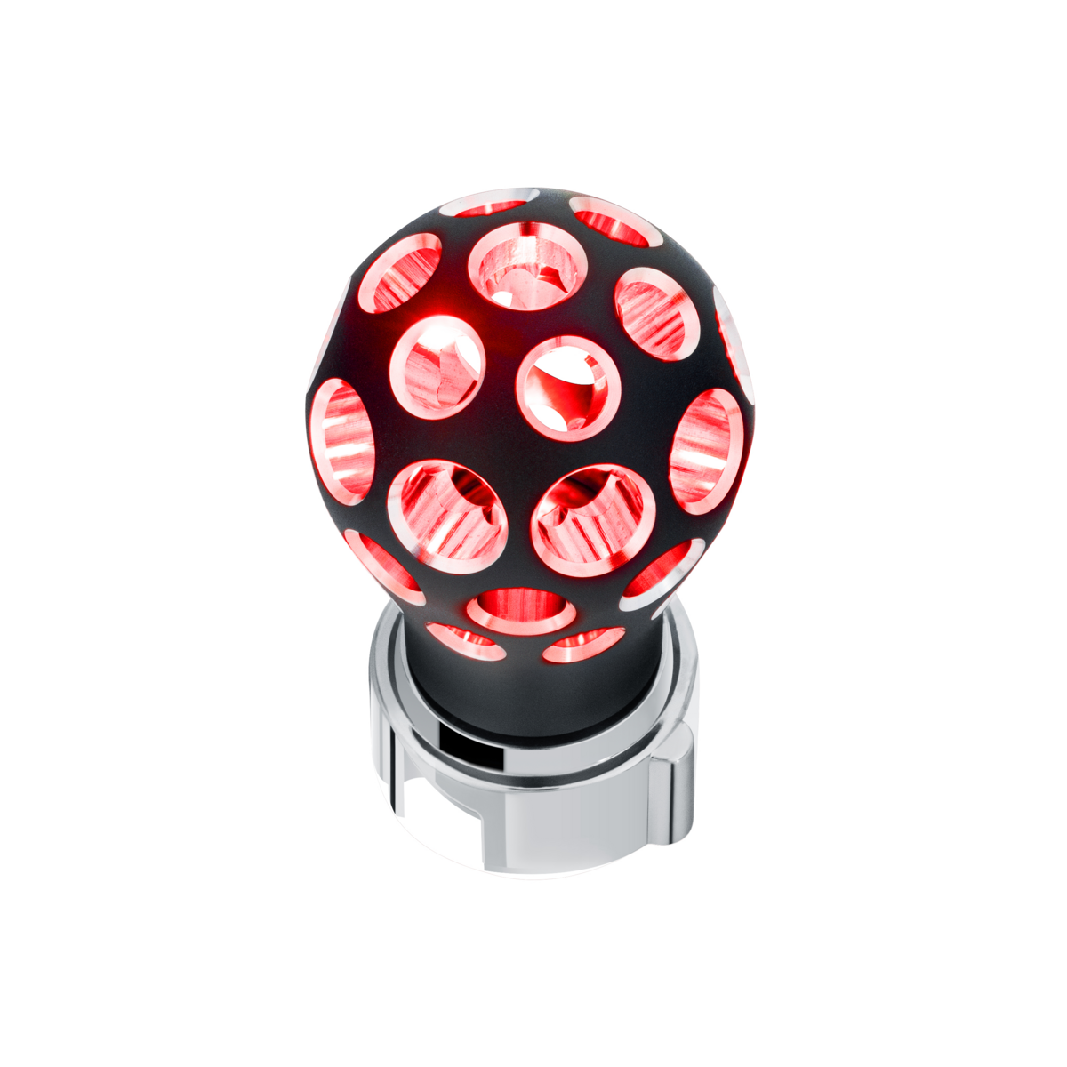 Thread-On Matte Black Phoenix Ball Gearshift Knob With LED 13/15/18 Speed Adapter-Red LED