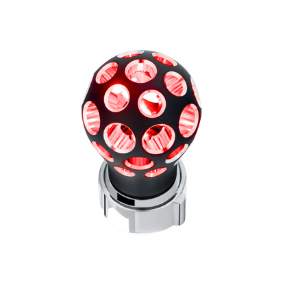 Thread-On Matte Black Phoenix Ball Gearshift Knob With LED 13/15/18 Speed Adapter-Red LED