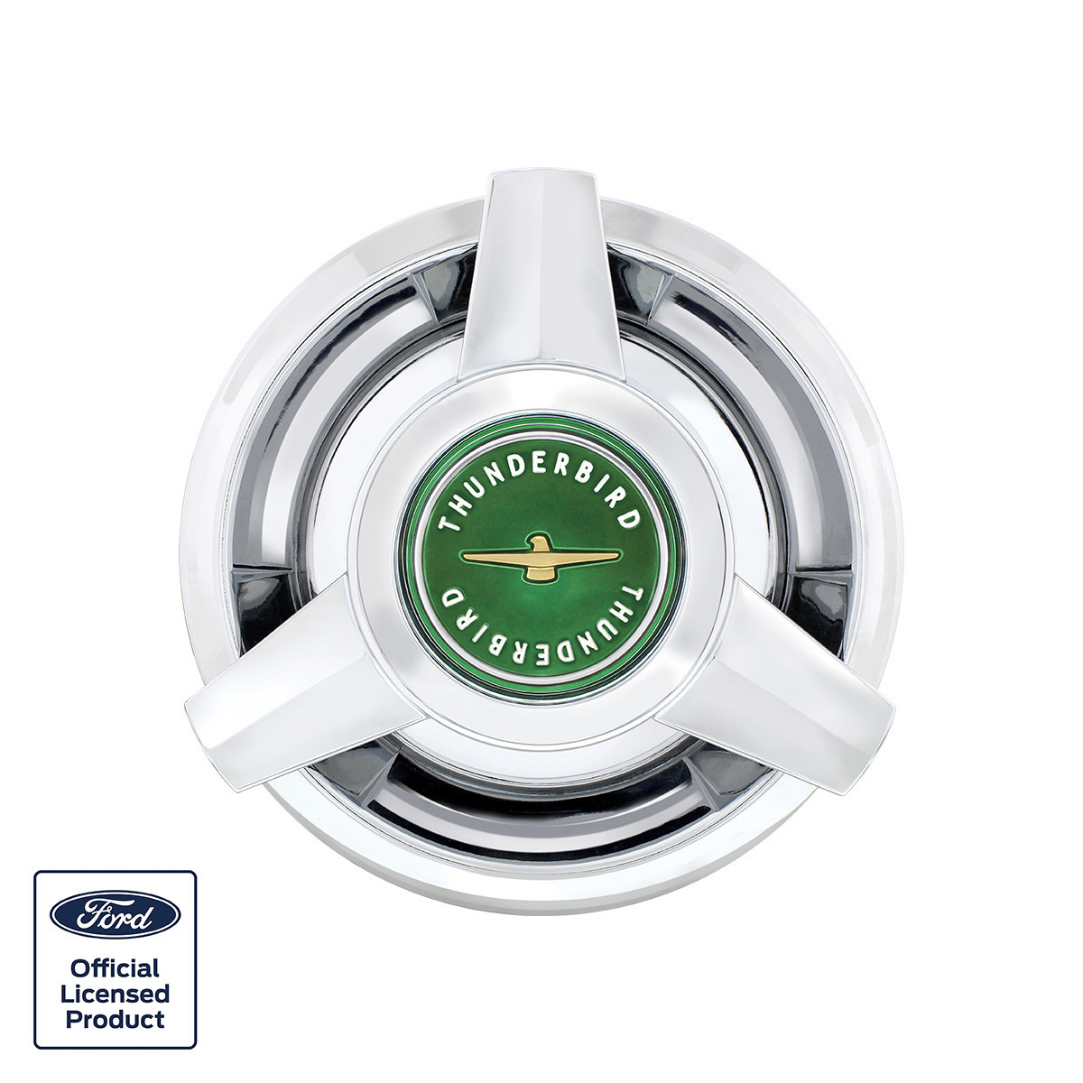 Chrome Hubcap For 1962-63 Ford Thunderbird Wire Wheels - Green Center