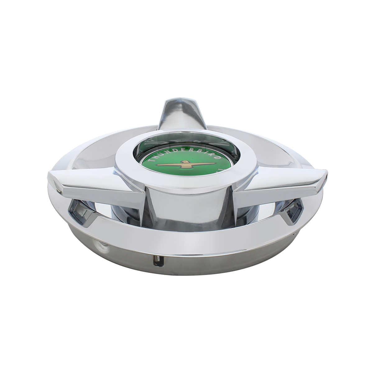 Chrome Hubcap For 1962-63 Ford Thunderbird Wire Wheels - Green Center