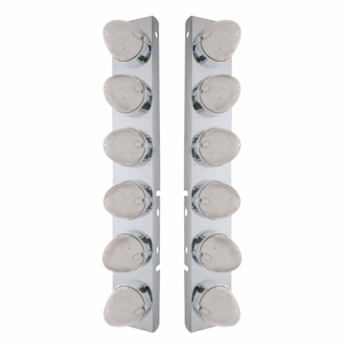 SS Front Air Cleaner Bracket With 12X 19 LED Beehive Lights & Bezels For Peterbilt-Amber LED/Clear Lens