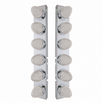 SS Front Air Cleaner Bracket With 12X 19 LED Beehive Lights & Bezels For Peterbilt-Amber LED/Clear Lens