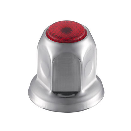 33mm X 2" Chrome Steel Reflector Nut Cover With Flange - Red (50 Pcs)