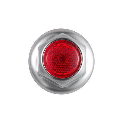 33mm X 2" Chrome Steel Reflector Nut Cover With Flange - Red (50 Pcs)