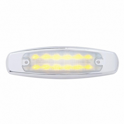 12 LED Rectangular Light (Clearance/Marker) With Chrome Bezel - Amber LED/Clear Lens