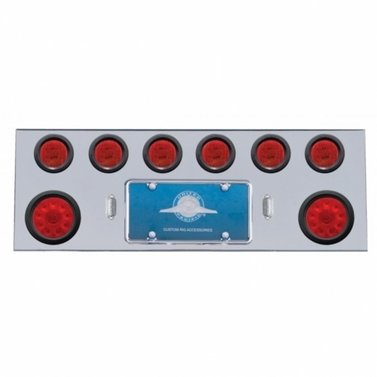 SS Rear Center Panel With 2X 10 LED 4" Lights & 6X 13 LED 2.5" Lights -Red LED & Lens