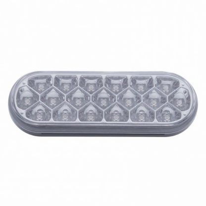 Stainless Top Mud Flap Plate With 3X 19 LED 6" Oval Lights & Grommets - Red LED/Clear Lens (Each)