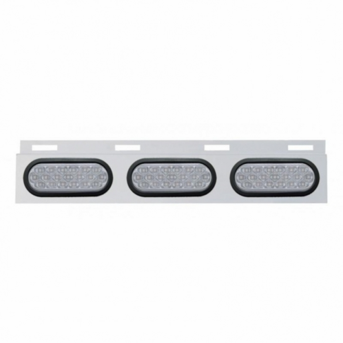 Stainless Top Mud Flap Plate With 3X 19 LED 6" Oval Lights & Grommets - Red LED/Clear Lens (Each)