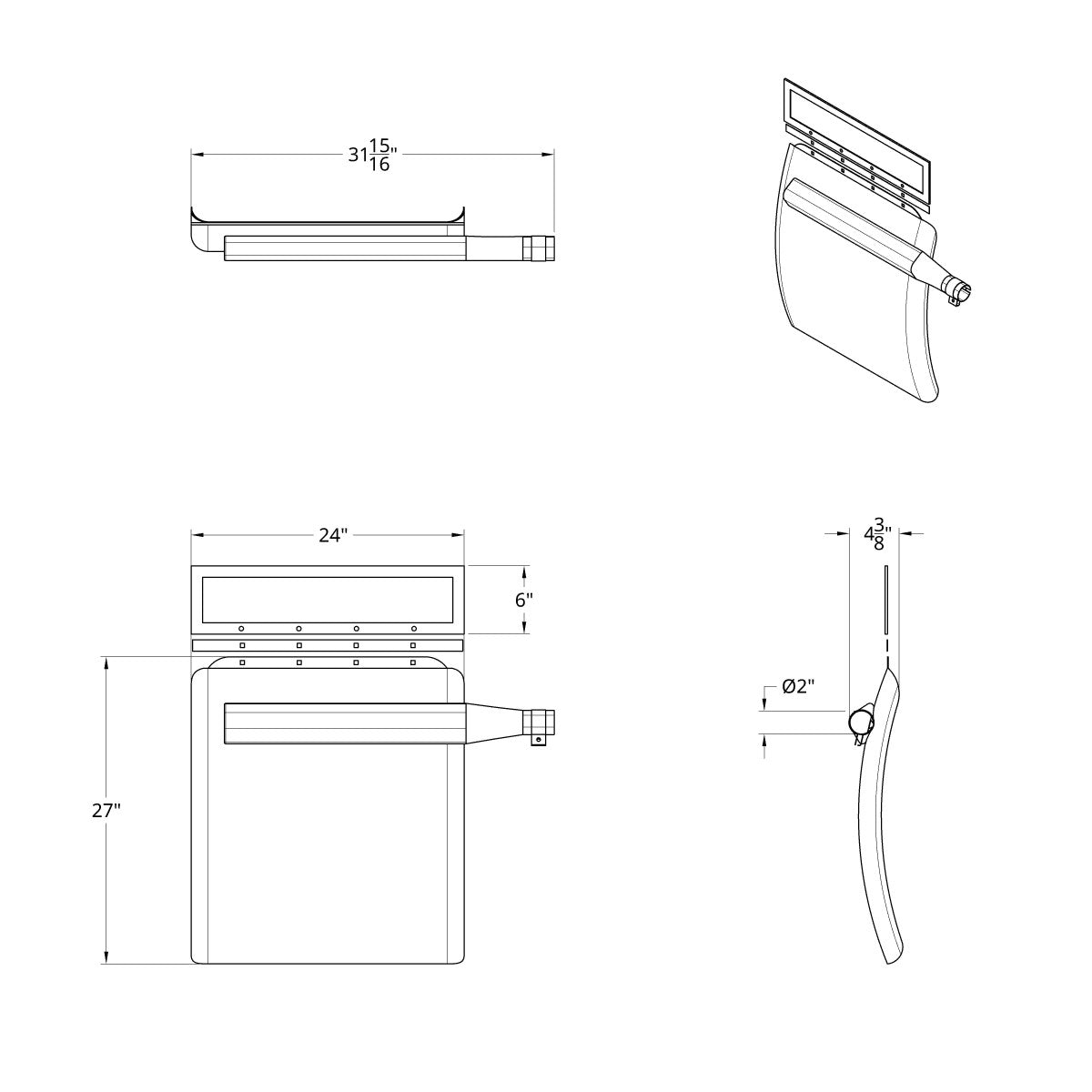 24" X 27" Stainless Quarter Fender Set - Triangle Bracket