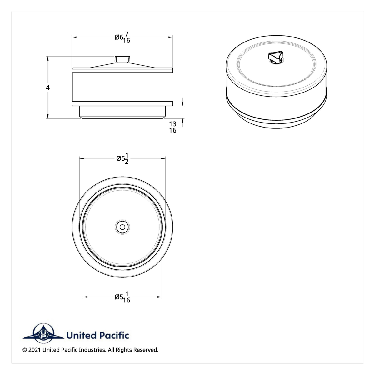 6-3/8" Chrome Air Cleaner Assembly