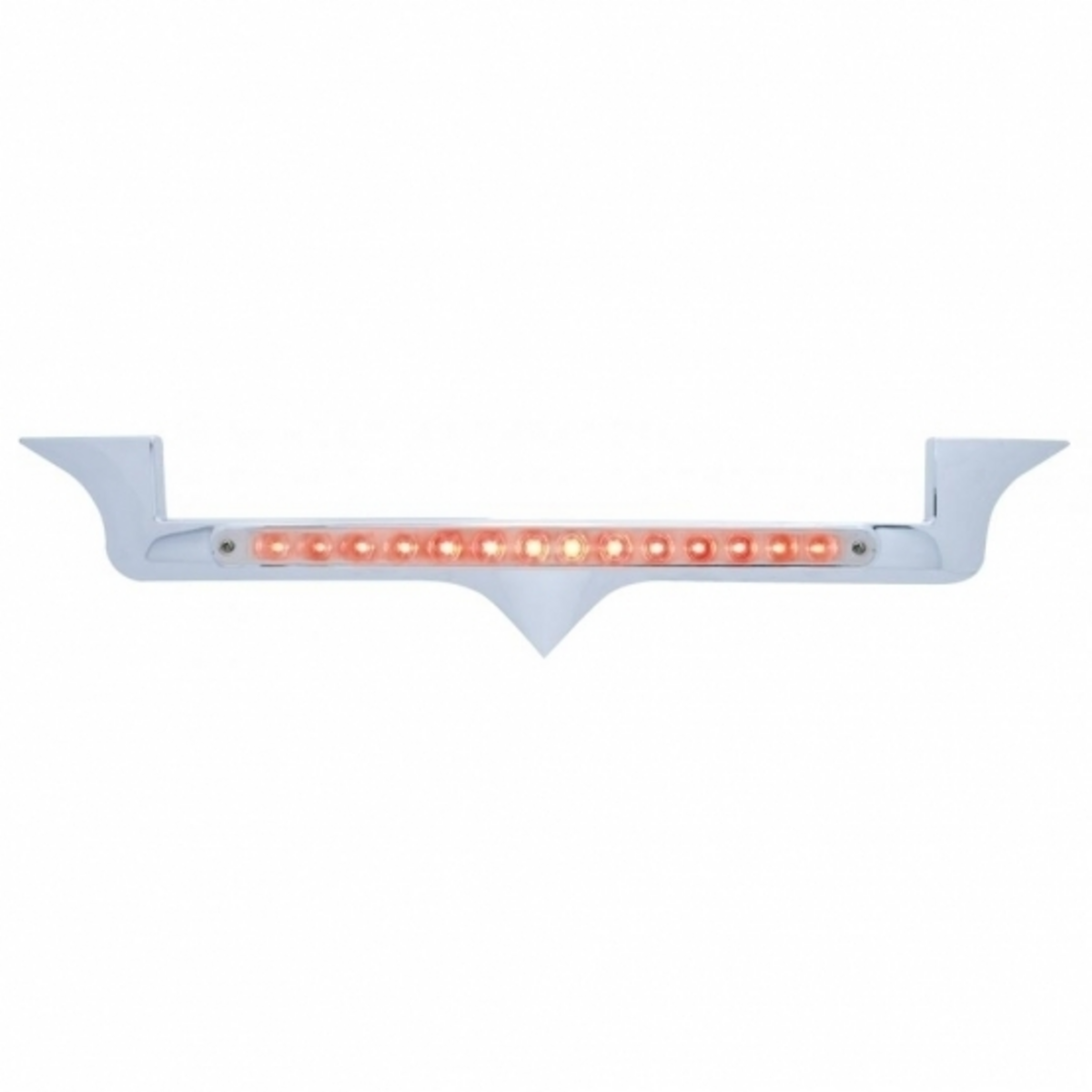 Chrome Hood Emblem Trim With 14 LED Light Bar For Kenworth - Red LED/Chrome Lens