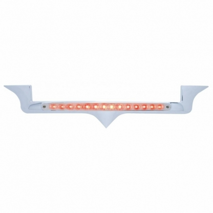 Chrome Hood Emblem Trim With 14 LED Light Bar For Kenworth - Red LED/Chrome Lens