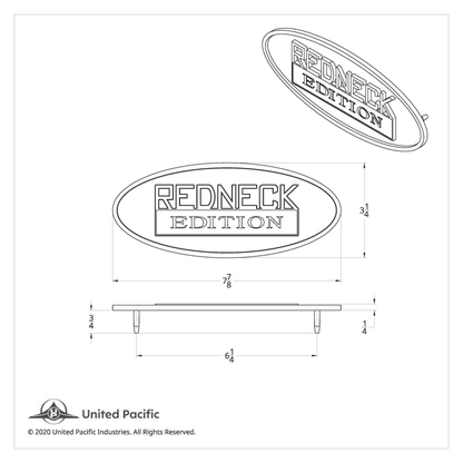 Chrome Die Cast Oval Emblem - "Redneck Edition"