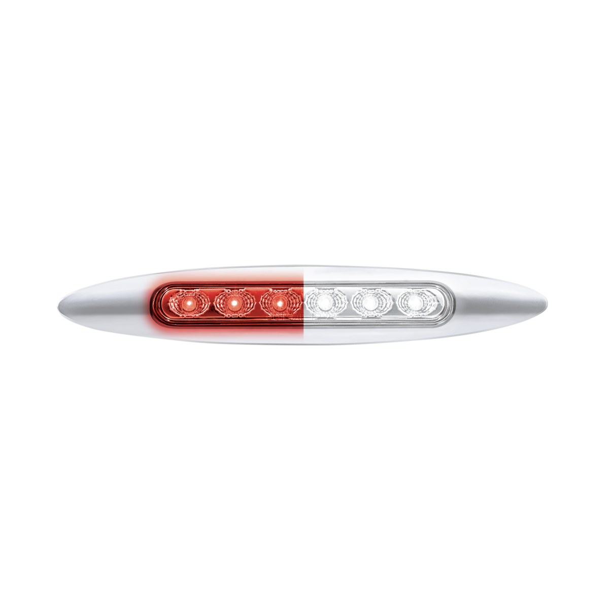 Double Fury 6 LED Dual Function 6" Marker Light With Chrome Bezel-Red & White/Clear Lens