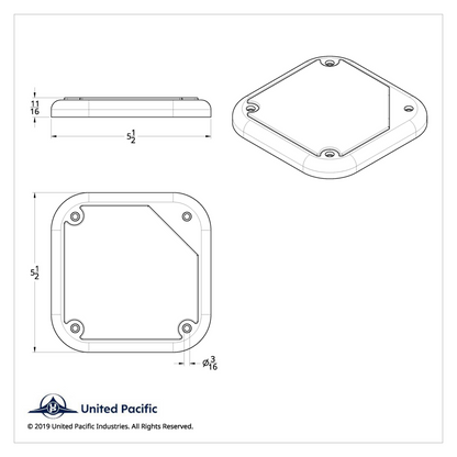 Chrome 5-1/2" Square Speaker Cover For Various Freightliner & Kenworth Models (Pair)