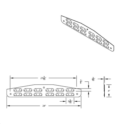 4" X 24" Chrome Louvered Bottom Mud Flap Plate - Bolt Thru