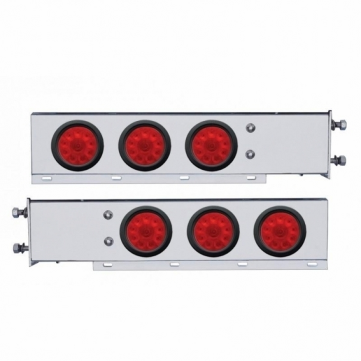 2.5" Bolt Pattern SS Spring Loaded Bar With 6X 4" 10 LED Lights -Red LED & Lens (Pair)