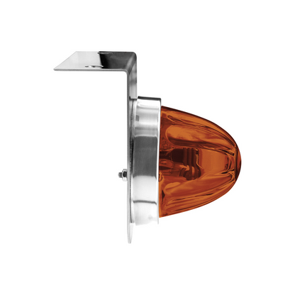 Dual Function Glass Watermelon Light With Stainless Steel Light Bracket Kit With LED Bulb-Amber LED/Dark Amber Lens