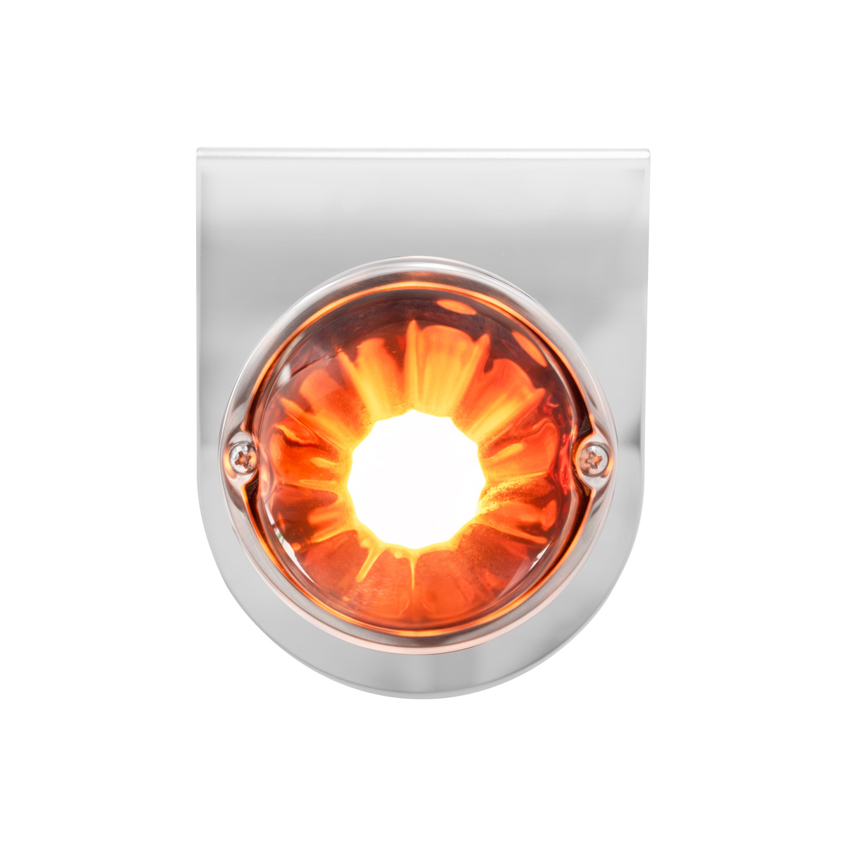 Dual Function Glass Watermelon Light With Stainless Steel Light Bracket Kit With LED Bulb-Amber LED/Dark Amber Lens