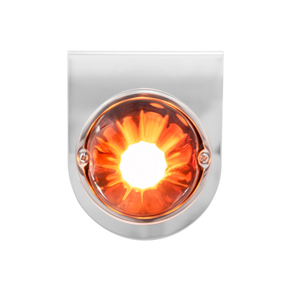 Dual Function Glass Watermelon Light With Stainless Steel Light Bracket Kit With LED Bulb-Amber LED/Dark Amber Lens
