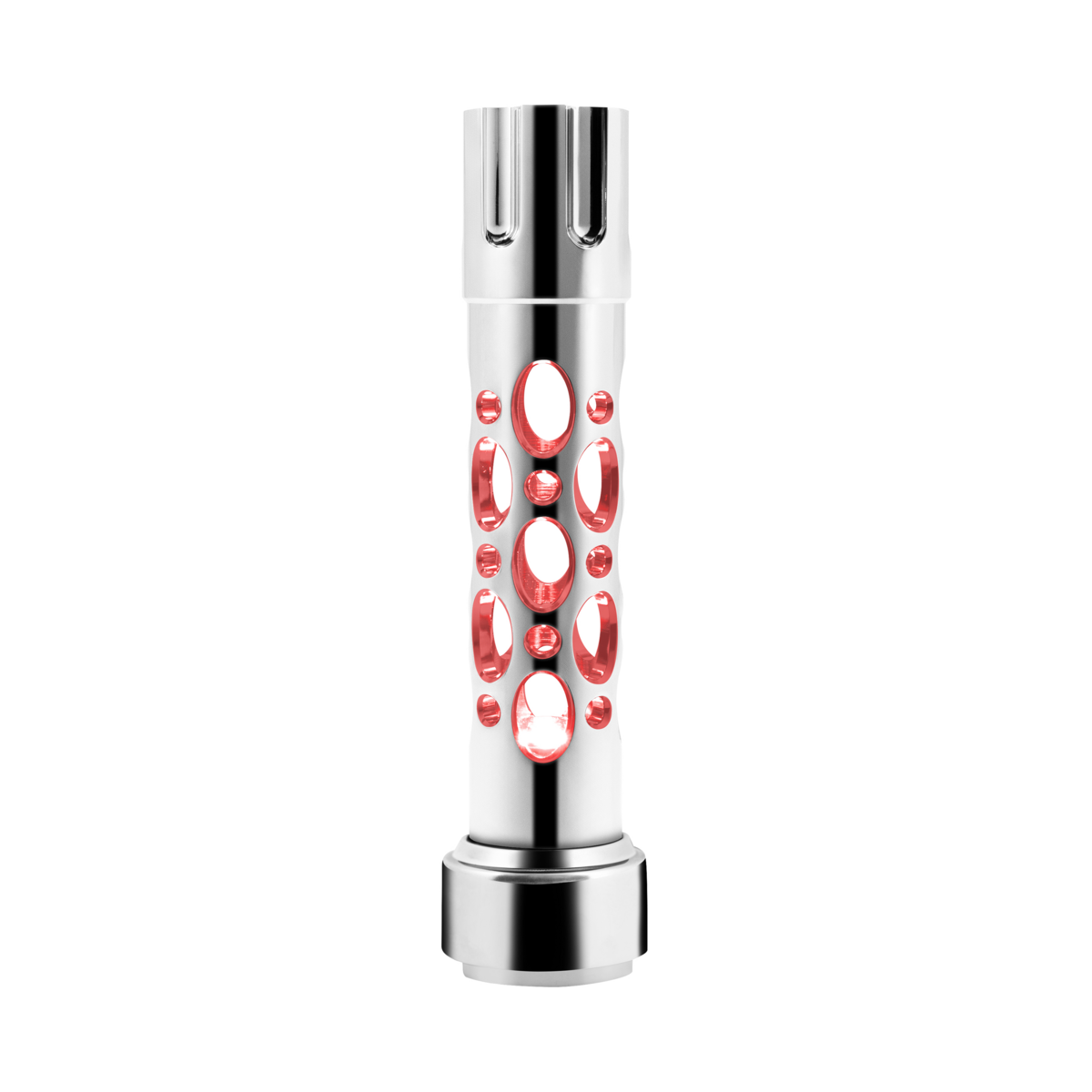 Austin Gun Cylinder Gearshift Knob With LED 9/10 Speed Adapter - Chrome/Red LED