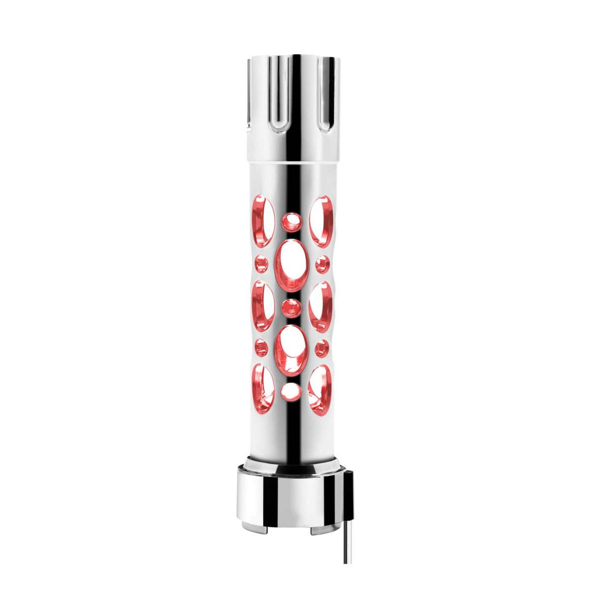 Austin Gun Cylinder Gearshift Knob With LED 9/10 Speed Adapter - Chrome/Red LED