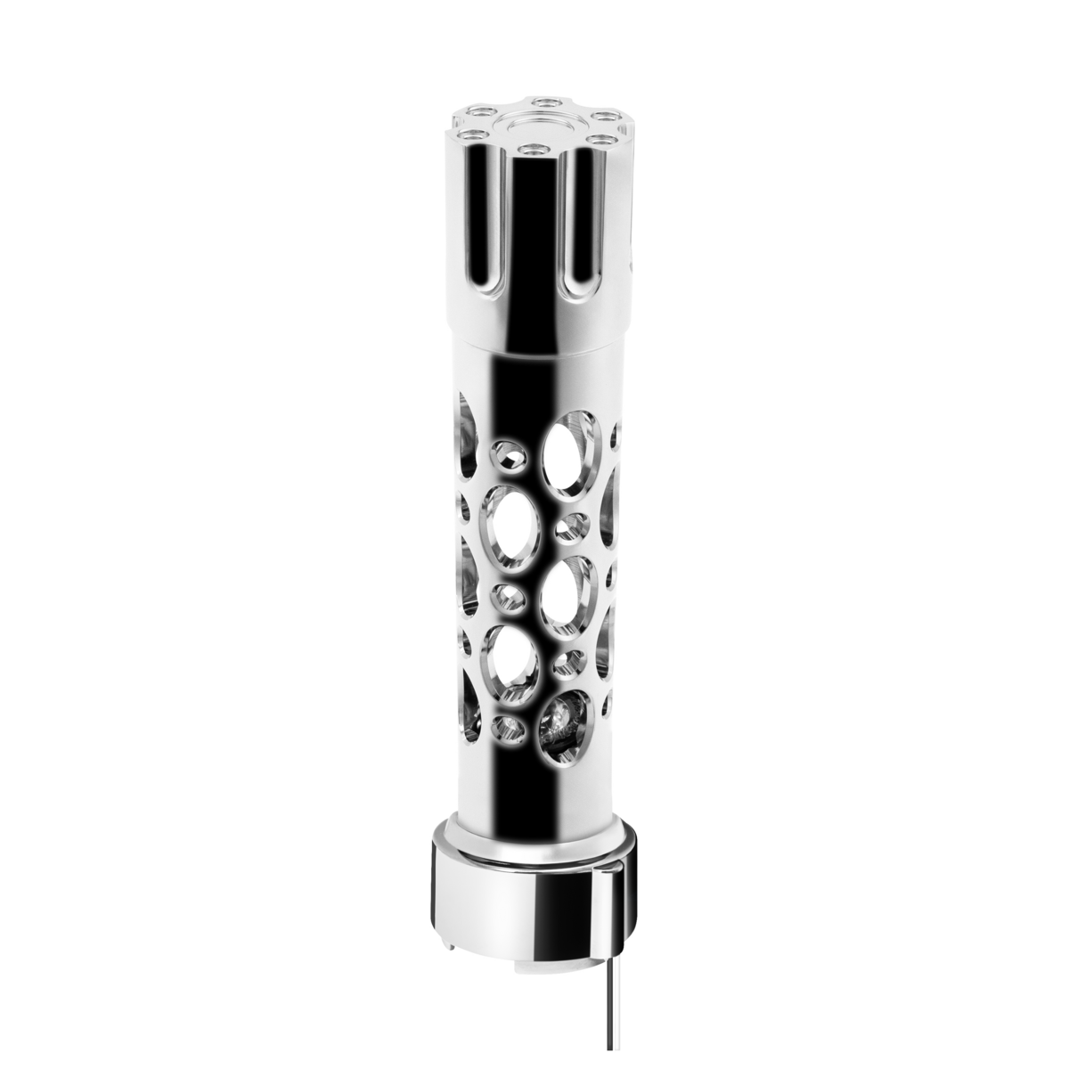 Austin Gun Cylinder Gearshift Knob With LED 9/10 Speed Adapter - Chrome/Red LED