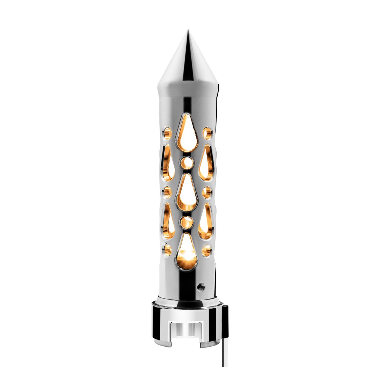 Brooklyn Spike Gearshift Knob With LED 13/15/18 Speed Adapter - Chrome/Amber LED
